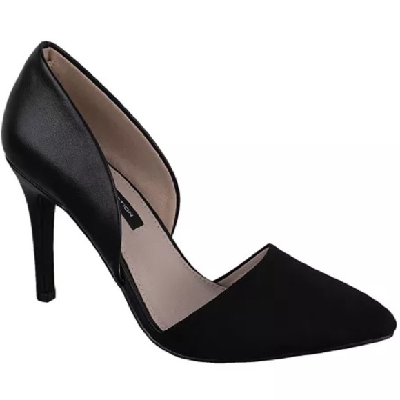 French Connection Women’s Pointy D’orsey Heels Size 10 Black Leather Cocktail - Picture 1 of 15